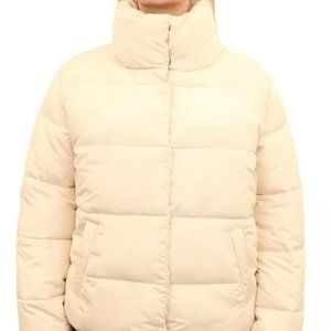 NEVER BEEN WORN Cream Quilted Puffer Jacket XS